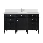 Brittany 60IN Single Vanity Black Onyx w/ Single Hole 3 CM White Zeus Silestone Top & Backsplash