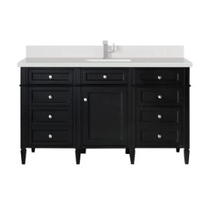 Brittany 60IN Single Vanity Black Onyx w/ Single Hole 3 CM White Zeus Silestone Top & Backsplash