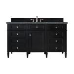 Brittany 60IN Single Vanity Black Onyx w/ 3 CM Parisien Bleu Silestone Top