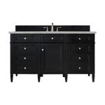 Brittany 60IN Single Vanity Black Onyx w/ 3 CM Victorian Silver Silestone Top