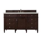 Brittany 60IN Single Vanity Burnished Mahogany w/ 3 CM Lime Delight Silestone Top