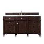Brittany 60IN Single Vanity Burnished Mahogany w/ 3 CM White Zeus Silestone Top