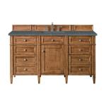 Brittany 60IN Single Vanity Saddle Brown w/ 3 CM Parisien Bleu Silestone Top