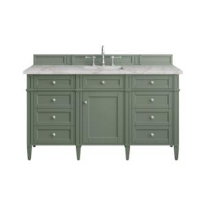 Brittany 60IN Single Vanity Smokey Celadon w/ 3 CM Victorian Silver Top