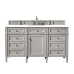 Brittany 60IN Single Vanity Urban Gray w/ 3 CM White Zeus Silestone Top