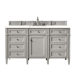 Brittany 60IN Single Vanity Urban Gray w/ 3 CM White Zeus Silestone Top