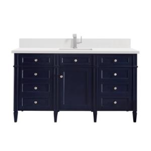 Brittany 60IN Single Vanity Victory Blue w/ Single Hole 3 CM White Zeus Silestone Top & Backsplash