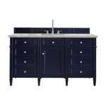 Brittany 60IN Single Vanity Victory Blue w/ 3 CM Victorian Silver Silestone Top