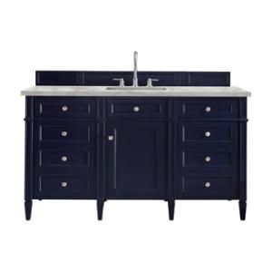 Brittany 60IN Single Vanity Victory Blue w/ 3 CM Victorian Silver Silestone Top