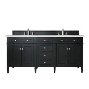 Brittany 72IN Double Vanity Black Onyx w/ 3 CM Lime Delight Silestone Top