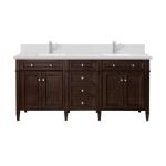 Brittany 72IN Double Vanity Burnished Mahogany w/ Single Hole 3 CM White Zeus Silestone Top & Backsplash