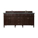 Brittany 72IN Double Vanity Burnished Mahogany w/ 3 CM Parisien Bleu Silestone Top