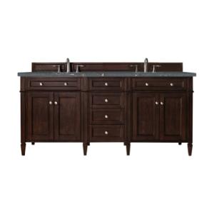 Brittany 72IN Double Vanity Burnished Mahogany w/ 3 CM Parisien Bleu Silestone Top