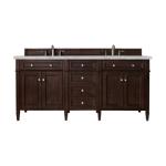 Brittany 72IN Double Vanity Burnished Mahogany w/ 3 CM Victorian Silver Silestone Top
