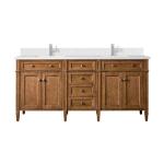 Brittany 72IN Double Vanity Saddle Brown w/ Single Hole 3 CM White Zeus Silestone Top & Backsplash
