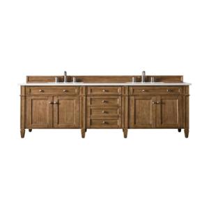 Brittany 72IN Double Vanity Saddle Brown w/ 3 CM White Zeus Silestone Top