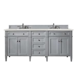 Brittany 72IN Double Vanity Urban Gray w/ 3 CM Lime Delight Silestone Top