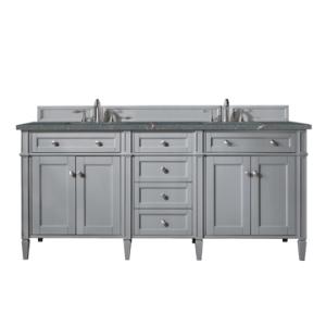 Brittany 72IN Double Vanity Urban Gray w/ 3 CM Parisien Bleu Silestone Top