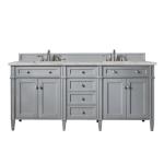 Brittany 72IN Double Vanity Urban Gray w/ 3 CM Victorian Silver Silestone Top