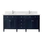 Brittany 72IN Double Vanity Victory Blue w/ Single Hole 3 CM White Zeus Silestone Top & Backsplash