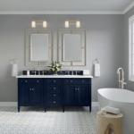 Brittany 72IN Double Vanity Victory Blue w/ 3 CM White Zeus Silestone Top