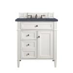 Brittany 30IN Single Vanity Bright White w/ 3 CM Charcoal Soapstone Silestone Top