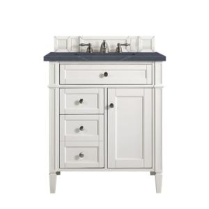 Brittany 30IN Single Vanity Bright White w/ 3 CM Charcoal Soapstone Silestone Top