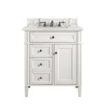 Brittany 30IN Single Vanity Bright White w/ 3 CM Eternal Jasmine Pearl Silestone Top