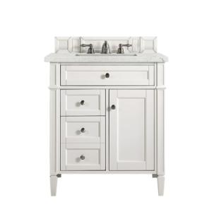 Brittany 30IN Single Vanity Bright White w/ 3 CM Eternal Jasmine Pearl Silestone Top