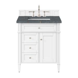 Brittany 30IN Single Vanity Bright White w/ 3 CM Parisien Bleu Silestone Top