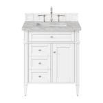 Brittany 30IN Single Vanity Bright White w/ 3 CM Victorian Silver Silestone Top