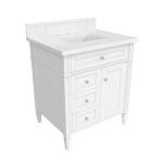 Brittany 30IN Single Vanity Bright White w/ 3 CM White Zeus Silestone Top
