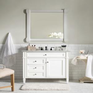 Brittany 36IN Single Vanity Bright White w/ 3 CM Carrara Marble Top