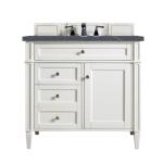 Brittany 36IN Single Vanity Bright White w/ 3 CM Charcoal Soapstone Silestone Top