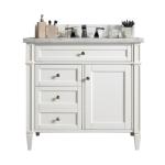 Brittany 36IN Single Vanity Bright White w/ 3 CM Eternal Jasmine Pearl Silestone Top