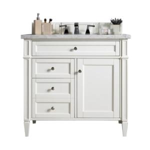 Brittany 36IN Single Vanity Bright White w/ 3 CM Eternal Jasmine Pearl Silestone Top