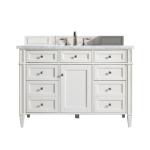 Brittany 48IN Single Vanity Bright White w/ 3 CM Carrara Marble Top