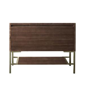 Mantova 31.5IN Single Vanity Cabinet Mid-Century Walnut Champagne Brass Base