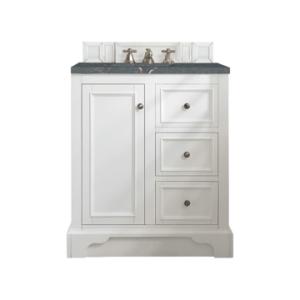 De Soto 30IN Single Vanity Bright White w/ 3 CM Parisien Bleu Silestone Top