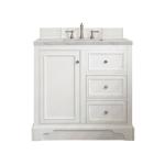 De Soto 36IN Single Vanity Bright White w/ 3 CM Victorian Silver Silestone Top