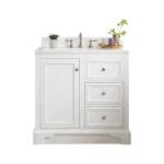 De Soto 36IN Single Vanity Bright White w/ 3 CM White Zeus Silestone Top