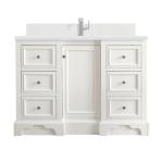 De Soto 48IN Single Vanity Bright White w/ Single Hole 3 CM White Zeus Silestone Top & Backsplash
