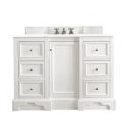 De Soto 48IN Single Vanity Bright White w/ 3 CM White Zeus Silestone Top