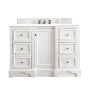 De Soto 48IN Single Vanity Bright White w/ 3 CM White Zeus Silestone Top