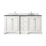 De Soto 72IN Double Vanity Bright White w/ 3 CM Parisien Bleu Silestone Top