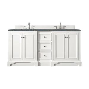 De Soto 72IN Double Vanity Bright White w/ 3 CM Parisien Bleu Silestone Top