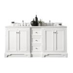 De Soto 72IN Double Vanity Bright White w/ 3 CM White Zeus Silestone Top