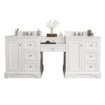 De Soto 82IN Double Vanity Set Bright White w/ 3 CM White Zeus Silestone Top