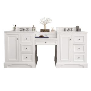 De Soto 82IN Double Vanity Set Bright White w/ 3 CM White Zeus Silestone Top