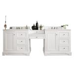 De Soto 94IN Double Vanity Set Bright White w/ 3 CM White Zeus Silestone Top